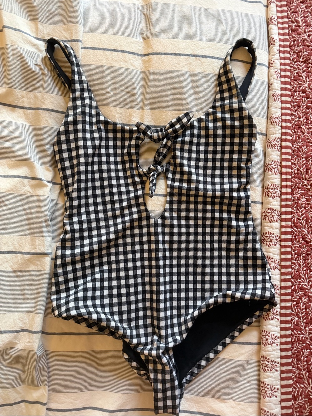 Mara Hoffman one piece black white gingham size L fits like M